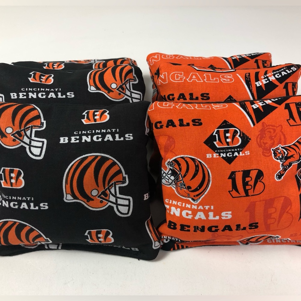 Cornhole Bags Canvas Microsuede Slide / Stick Set of 8 Cincinnati Bengals Custom